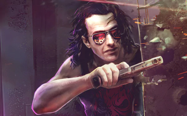 Johnny Silverhand gun cyberpunk video game Cyberpunk 2077 HD Desktop Wallpaper | Background Image