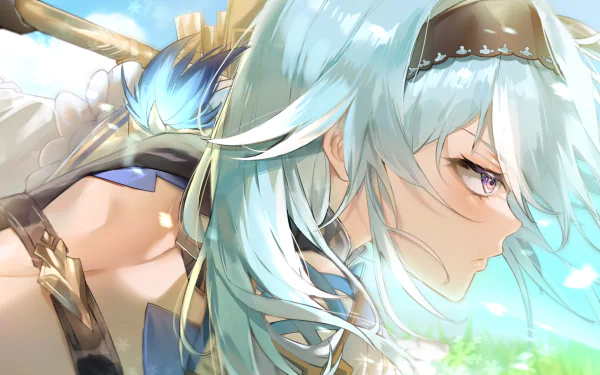 purple eyes aqua hair Eula (Genshin Impact) video game Genshin Impact HD Desktop Wallpaper | Background Image