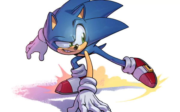 HD PC desktop wallpaper featuring Sonic the Hedgehog in a dynamic pose with vivid green eyes, showcasing the iconic video game character.