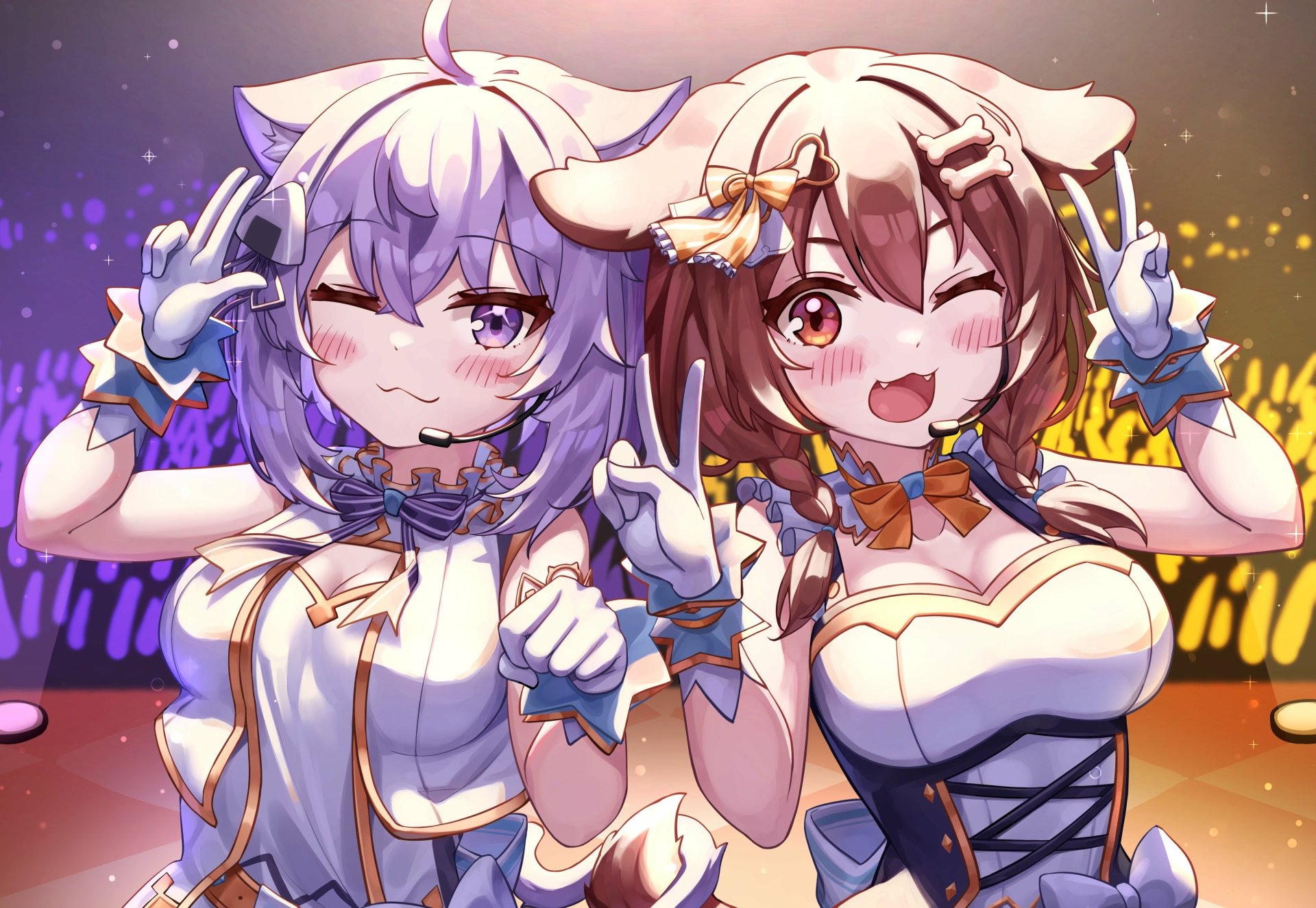 Download Inugami Korone Nekomata Okayu Anime Virtual Youtuber 4k Ultra HD Wallpaper by Deaver