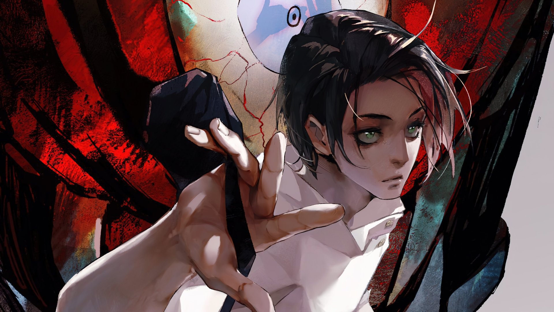 4K Ultra HD anime wallpaper featuring Yuta Okkotsu from Jujutsu Kaisen with intense expression and dynamic pose against a dark, red, and black background.