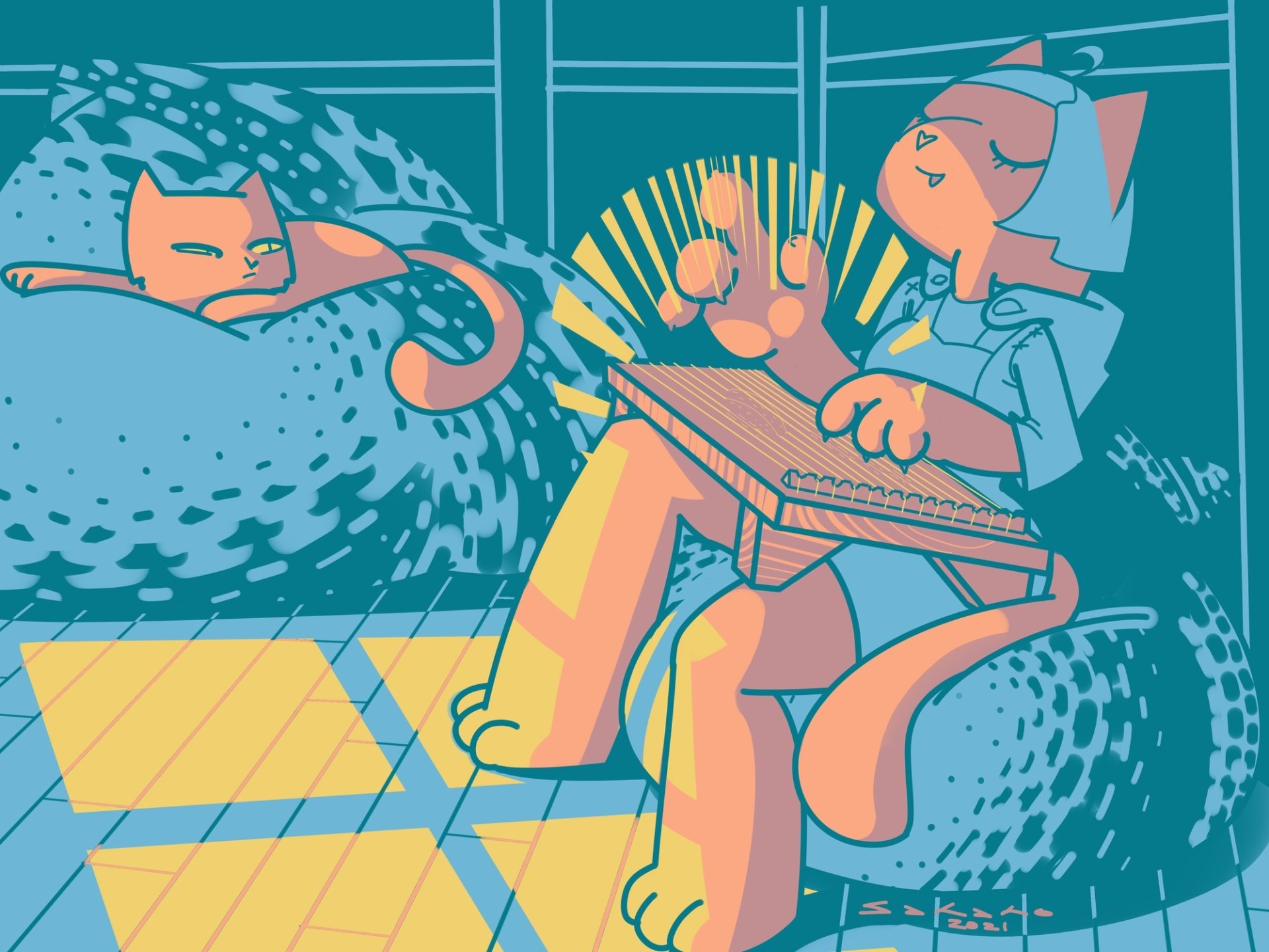 Download Anime Cat Anime Cat HD Wallpaper