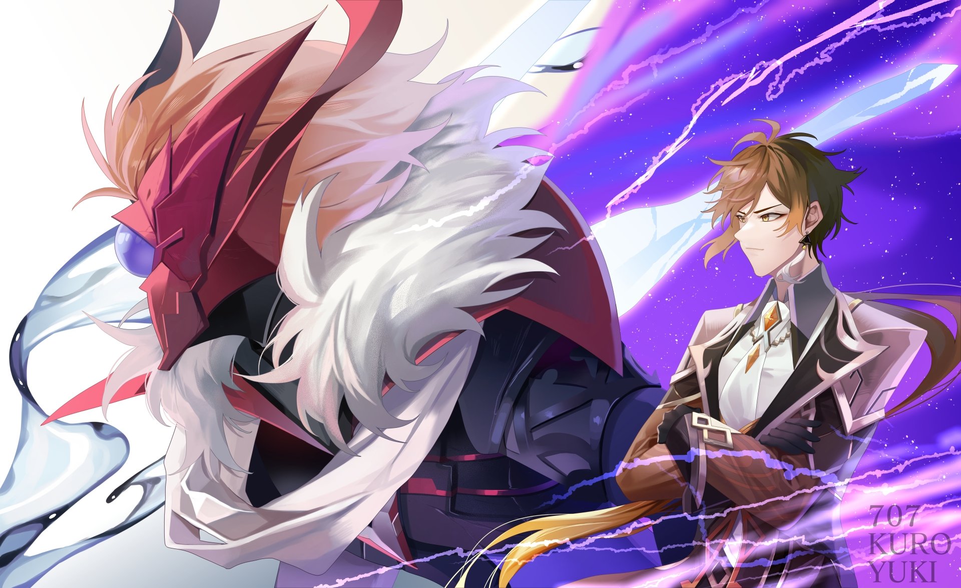 Download Zhongli (Genshin Impact) Tartaglia Childe (Genshin Impact) Video Game Genshin Impact 4k Ultra HD Wallpaper by 707_kuroyuki