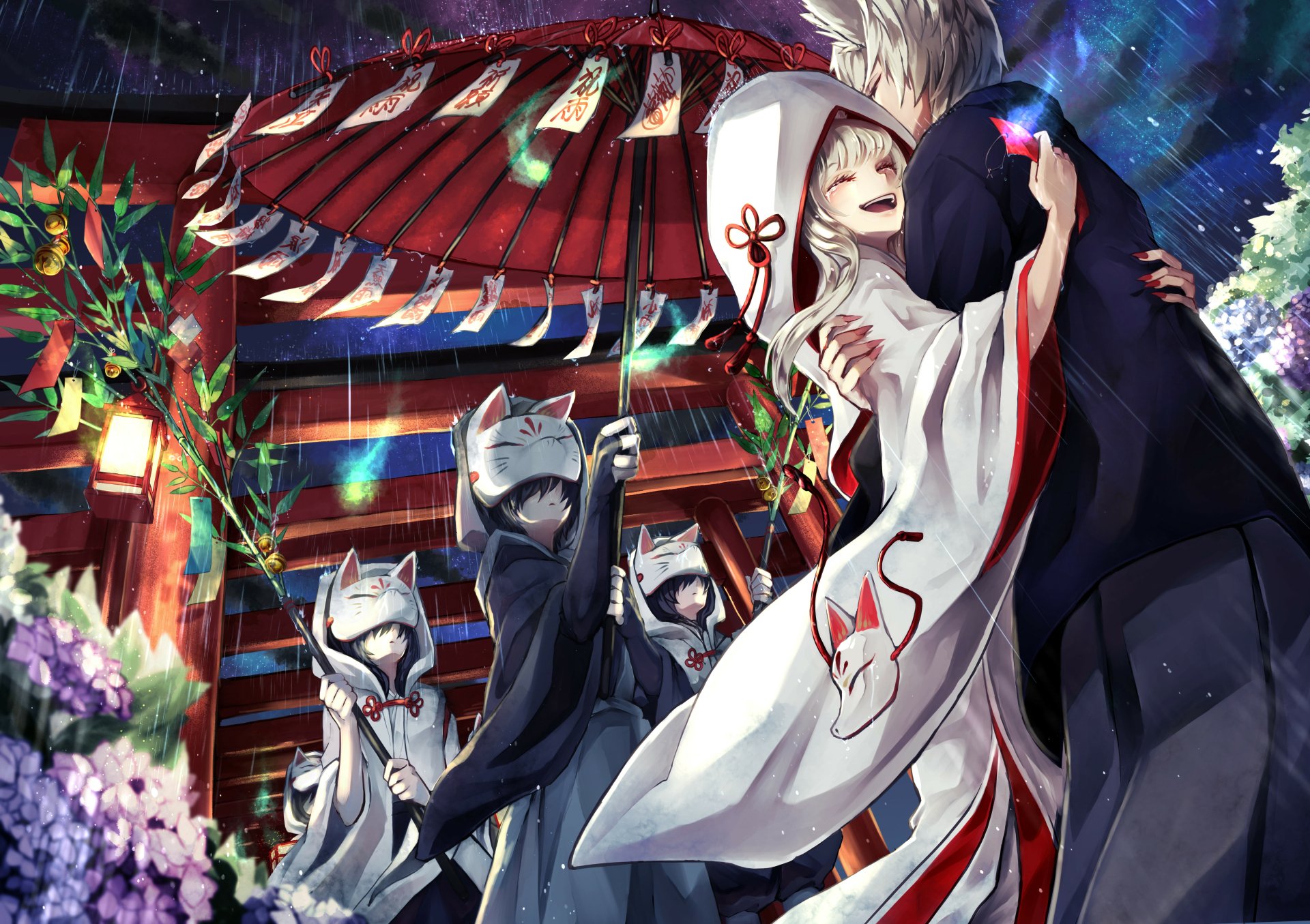 Download Couple Umbrella Rain Anime Girl Anime Girl Anime Couple Rain Anime 4k Ultra HD Wallpaper by 薔薇缶