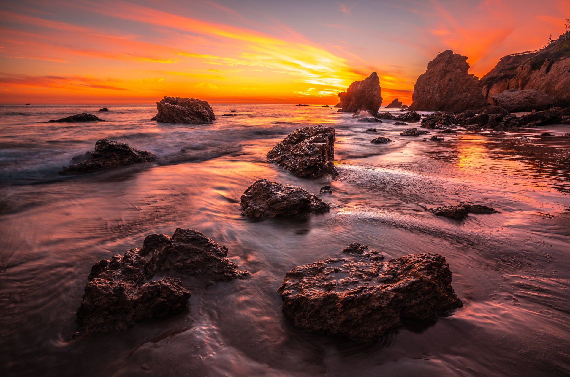 Download Horizon Ocean California Nature Sunset 4k Ultra HD Wallpaper