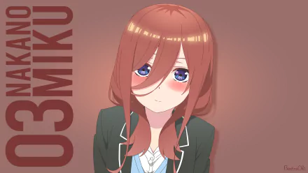 4K Ultra HD anime wallpaper featuring Miku Nakano from The Quintessential Quintuplets with her signature headphones and a soft, warm background.