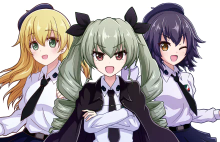 Carpaccio (Girls und Panzer) Pepperoni (Girls und Panzer) Anchovy (Girls und Panzer) Anime Girls und Panzer HD Desktop Wallpaper | Background Image