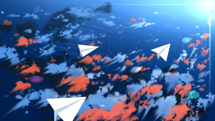 HD anime-style wallpaper features paper planes soaring through a colorful sky with clouds, capturing a serene and whimsical atmosphere.