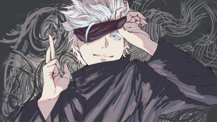 blindfold school uniform blue eyes white hair Satoru Gojo Anime Jujutsu Kaisen HD Desktop Wallpaper | Background Image