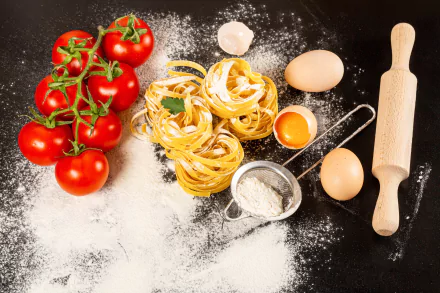 still life tomato flour egg food pasta HD Desktop Wallpaper | Background Image