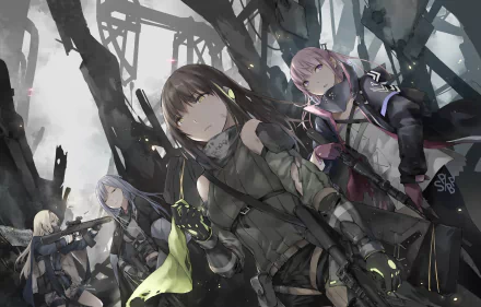 AN-94 (Girls Frontline) AK-12 (Girls Frontline) ST AR-15 (Girls Frontline) M4A1 (Girls Frontline) video game Girls Frontline HD Desktop Wallpaper | Background Image
