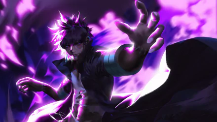 Dabi (Boku No Hero Academia) from My Hero Academia, unleashing purple flames in an anime 5K Ultra HD PC desktop wallpaper/background, dramatic lighting and dynamic pose.