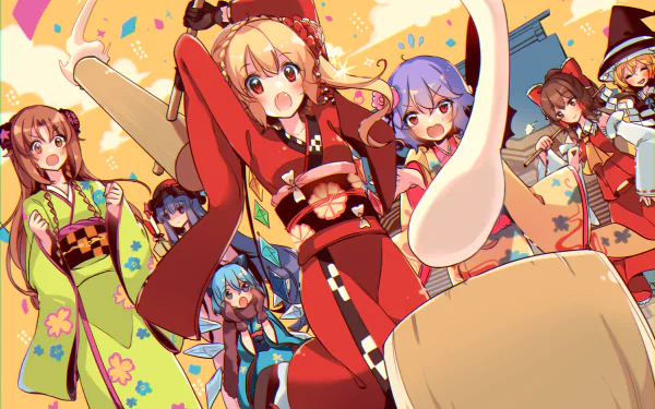 Marisa Kirisame Reimu Hakurei Cirno (Touhou) Hong Meiling Patchouli Knowledge Remilia Scarlet Flandre Scarlet Anime Touhou HD Desktop Wallpaper | Background Image