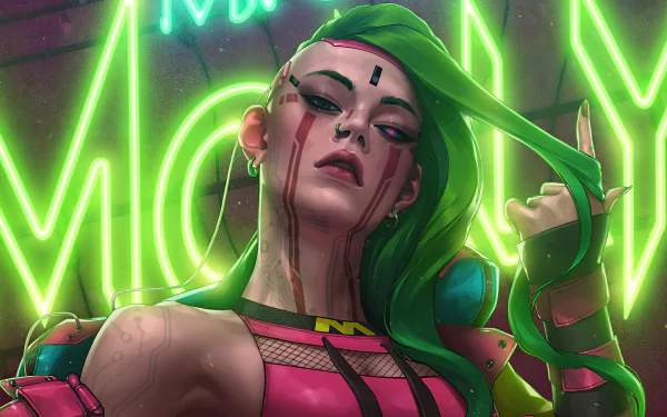 green hair Sci Fi cyborg HD Desktop Wallpaper | Background Image