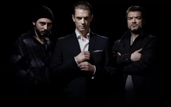 HD desktop wallpaper featuring three characters from Snabba Cash posed dramatically against a dark background.