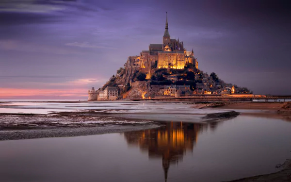 monastery normandy France reflection religious Mont Saint- Michel HD Desktop Wallpaper | Background Image