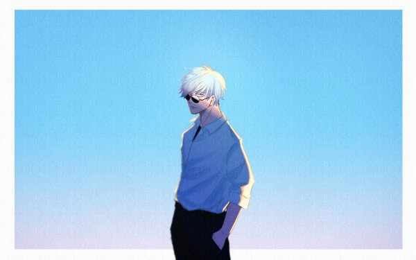 Anime Jujutsu Kaisen Satoru Gojo White Hair Blue Eyes Glasses HD Wallpaper | Background Image