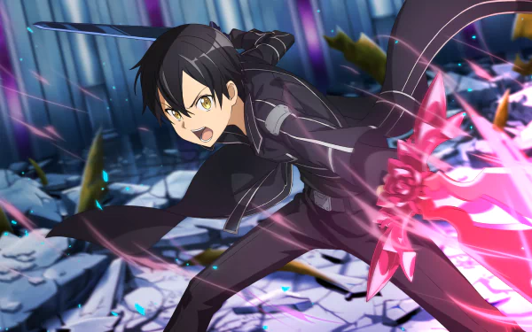 Night Sky Sword (Sword Art Online) black hair Kirito (Sword Art Online) Anime Sword Art Online HD Desktop Wallpaper | Background Image