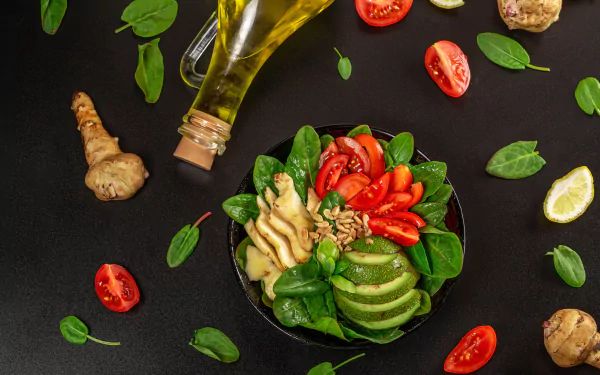 still life avocado tomato food salad HD Desktop Wallpaper | Background Image