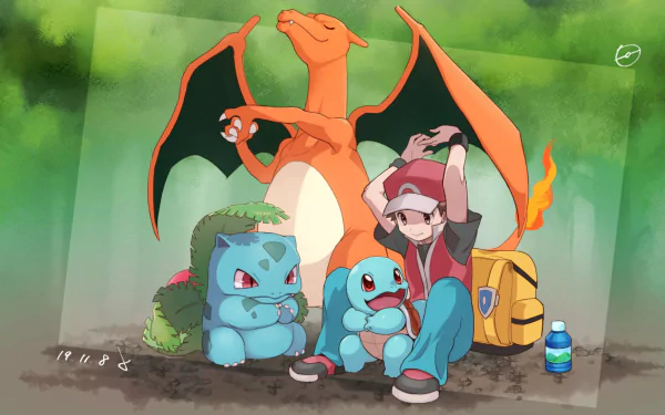 Squirtle (Pokémon) Red (Pokémon) Bulbasaur (Pokémon) Ivysaur (Pokémon) video game Pokemon HD Desktop Wallpaper | Background Image