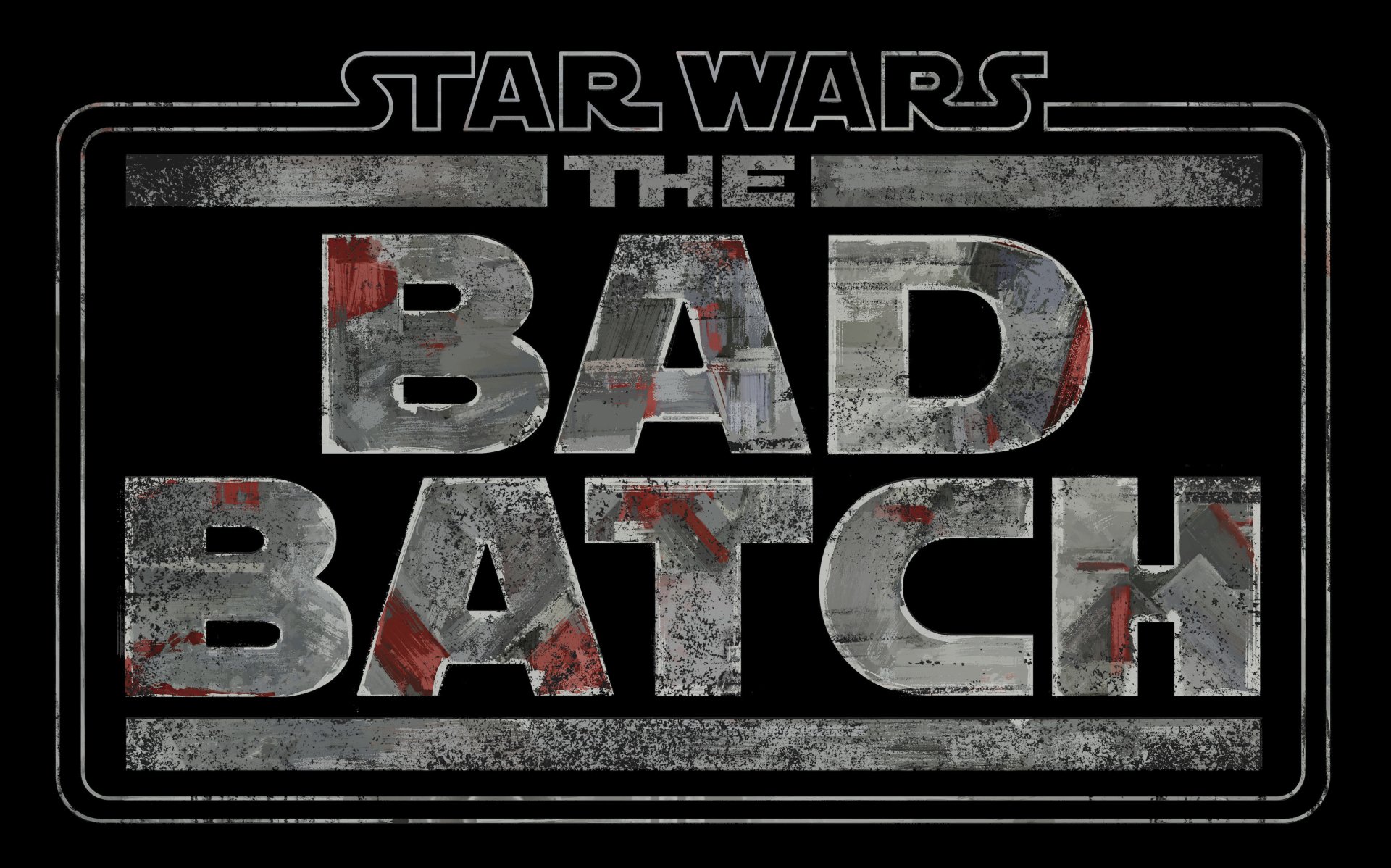 Star Wars: The Bad Batch logo in a worn metallic style, featured as a 4K Ultra HD PC desktop wallpaper and background from the Star Wars TV show series.