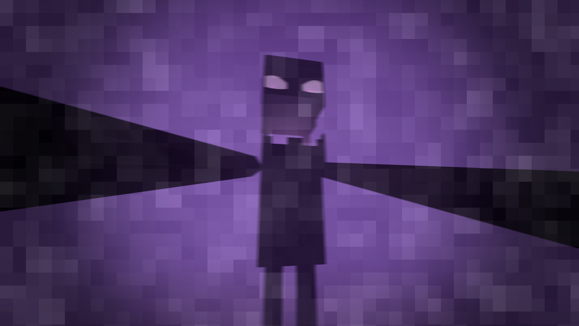 HD desktop wallpaper featuring a Minecraft Enderman character on a purple background.