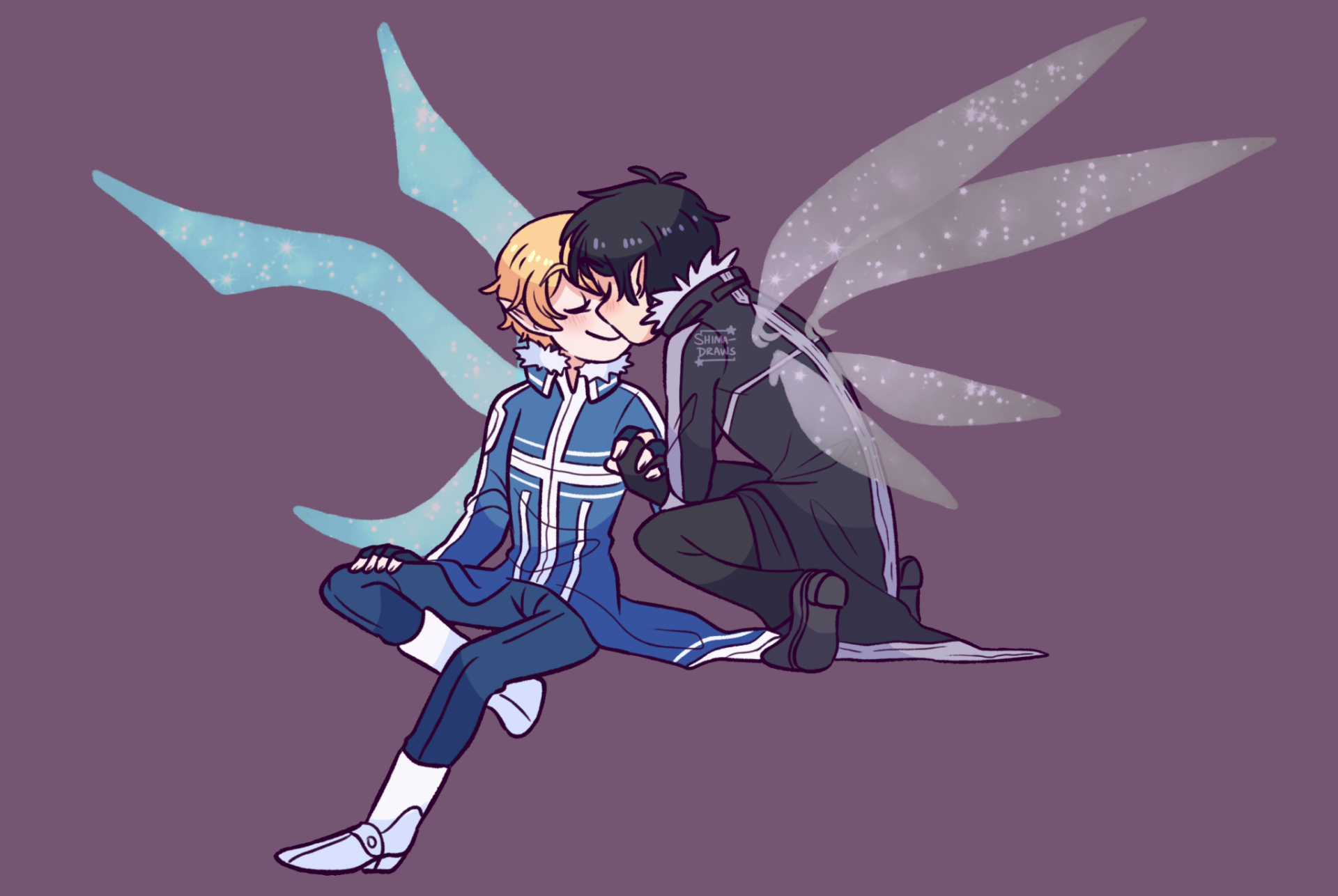 Download Kiss Wings Fairy Kirito (Sword Art Online) Eugeo (Sword Art Online) Anime Sword Art Online HD Wallpaper by shima-draws