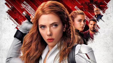 Ray Winstone Yelena Belova Florence Pugh Natasha Romanoff Scarlett Johansson Rick Mason O.T. Fagbenle movie Black Widow HD Desktop Wallpaper | Background Image