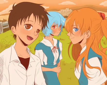 Shinji Ikari Asuka Langley Sohryu Rei Ayanami Anime Neon Genesis Evangelion HD Desktop Wallpaper | Background Image