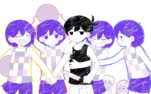 Hero (Omori) Aubrey (Omori) Kel (Omori) Omori (Character) video game OMORI HD Desktop Wallpaper | Background Image
