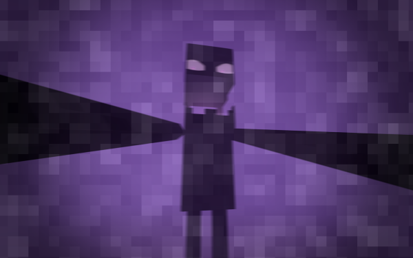 HD desktop wallpaper featuring a Minecraft Enderman character on a purple background.