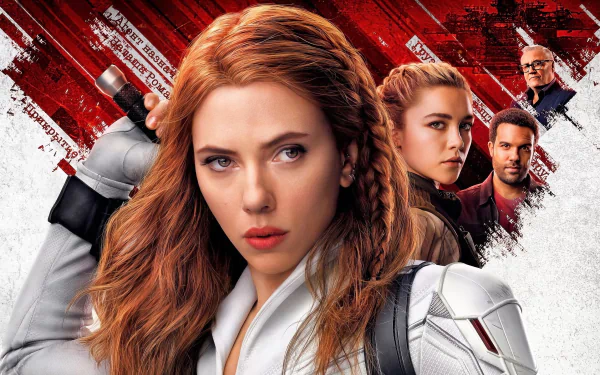 Ray Winstone Yelena Belova Florence Pugh Natasha Romanoff Scarlett Johansson Rick Mason O.T. Fagbenle movie Black Widow HD Desktop Wallpaper | Background Image