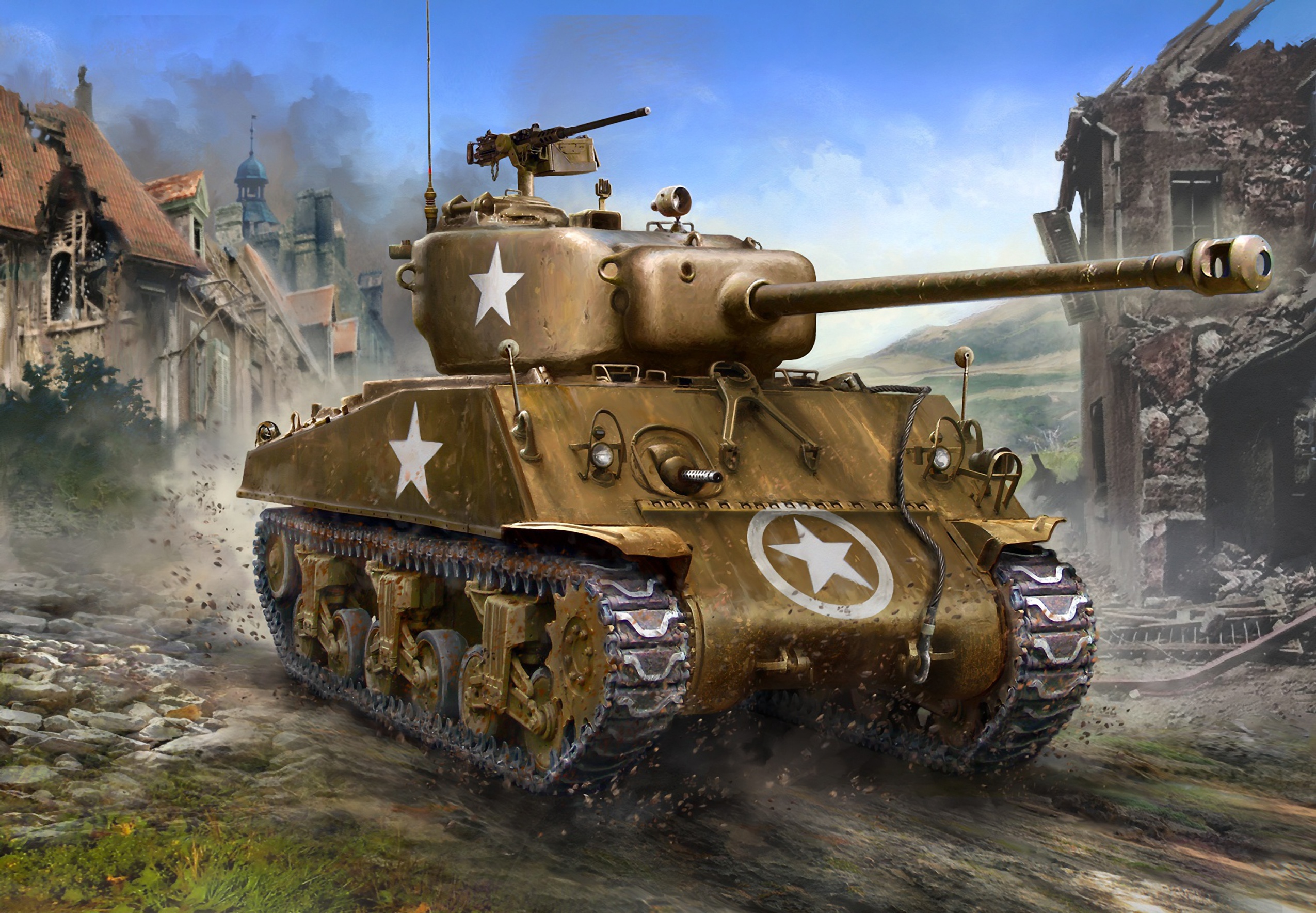 Militär M4 Sherman HD Wallpaper Hintergrund. 