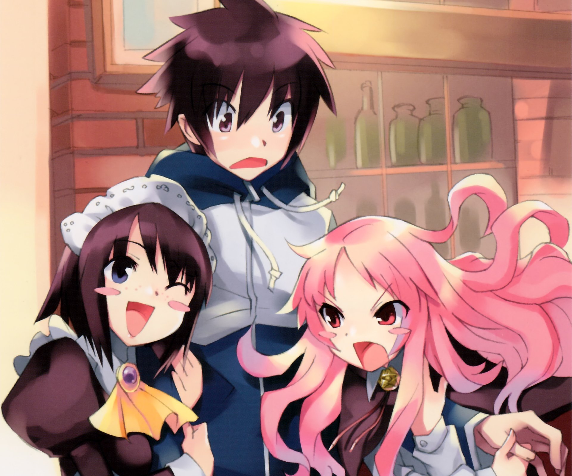 Download Hiraga Saito Siesta (Zero No Tsukaima) Louise Françoise Le Blanc De La Vallière Anime The Familiar Of Zero HD Wallpaper