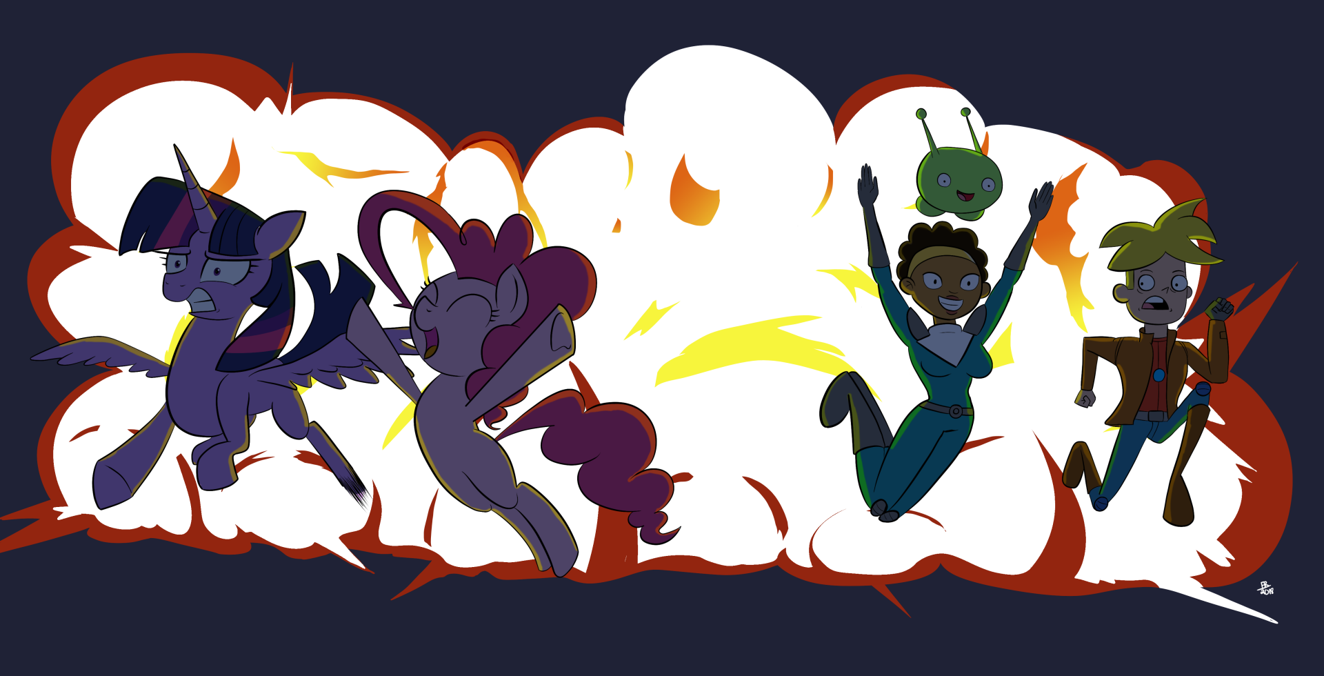 Download Final Space My Little Pony: Friendship Is Magic Mooncake (Final Space) Quinn Airgon Gary Goodspeed Pinkie Pie Twilight Sparkle TV Show Crossover 4k Ultra HD Wallpaper