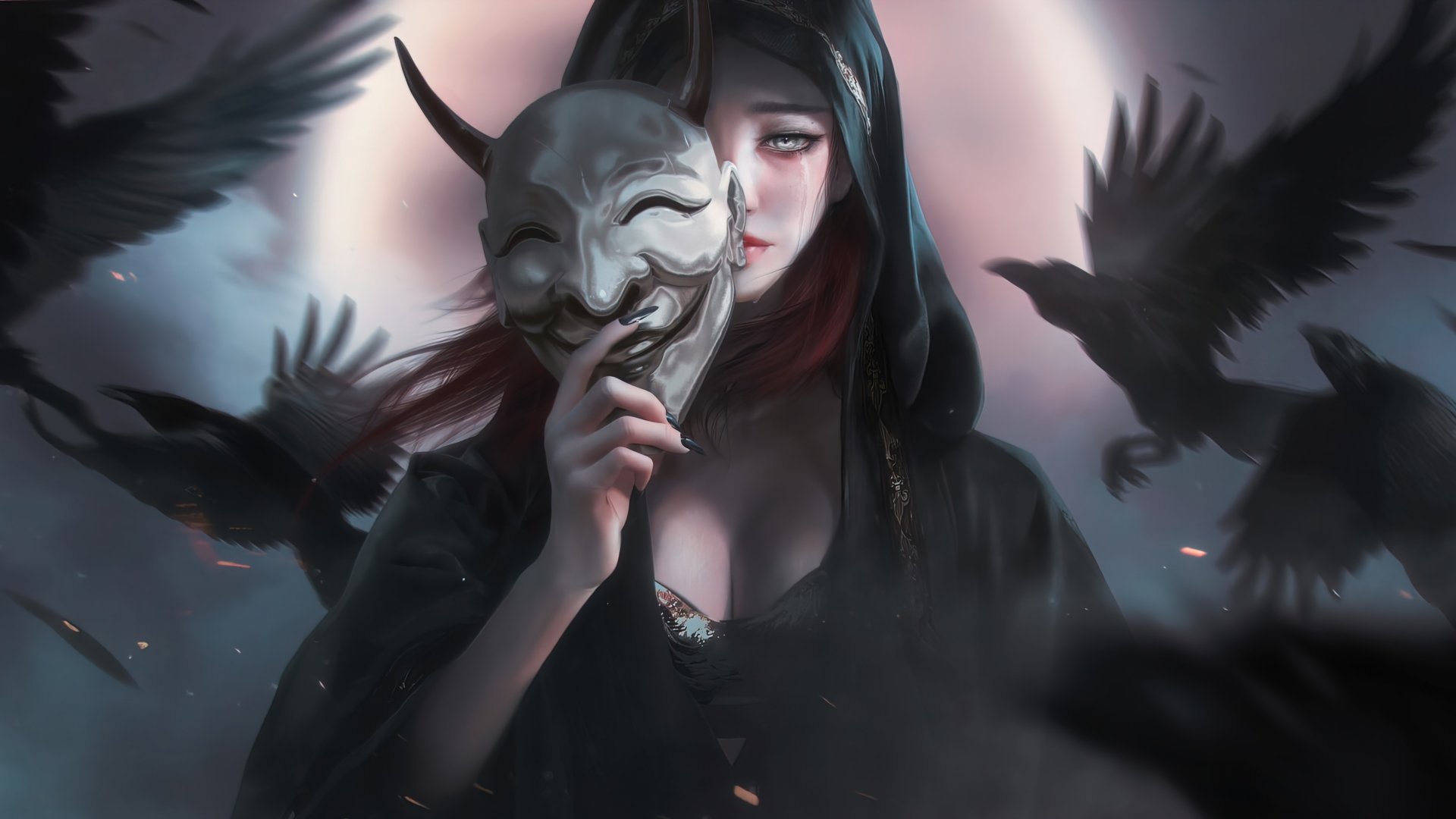 Download Crow Mask Fantasy Woman 4k Ultra Hd Wallpaper By Tian Zi 7821