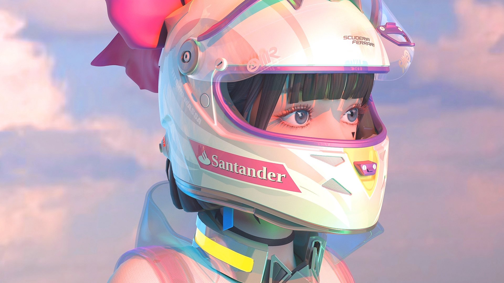 HD Anime Girl Racer: Vibrant Speed and Style | 1920x1080 | Wallpaper Abyss