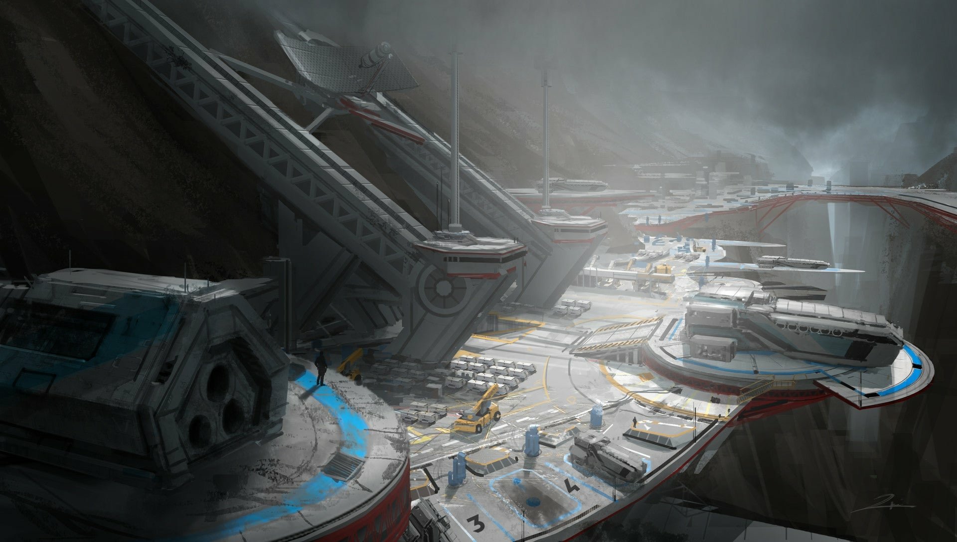 Download Sci Fi Spaceport HD Wallpaper
