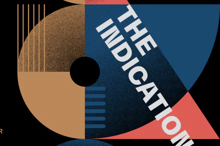 HD desktop wallpaper featuring bold geometric shapes and the text THE INDICATIONS, associated with music group Durand Jones & The Indications.