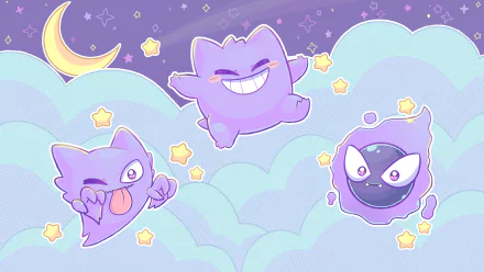 ghost pokémon Haunter (Pokémon) Gengar (Pokémon) Gastly (Pokémon) Anime Pokemon HD Desktop Wallpaper | Background Image
