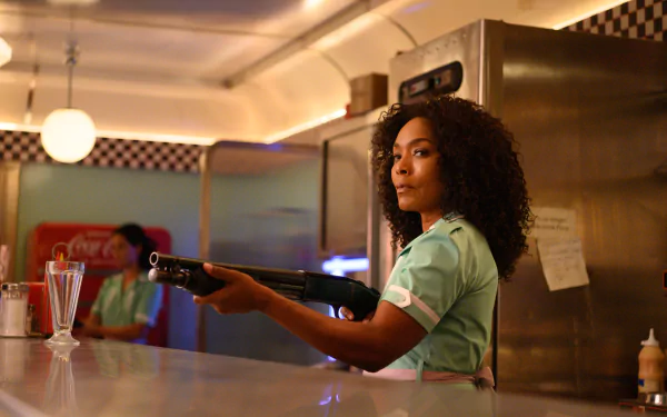 Angela Bassett movie Gunpowder Milkshake HD Desktop Wallpaper | Background Image