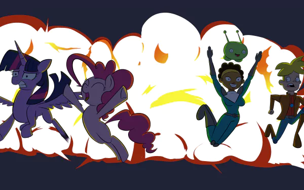 Final Space My Little Pony: Friendship Is Magic Mooncake (Final Space) Quinn Airgon Gary Goodspeed Pinkie Pie Twilight Sparkle TV Show crossover HD Desktop Wallpaper | Background Image