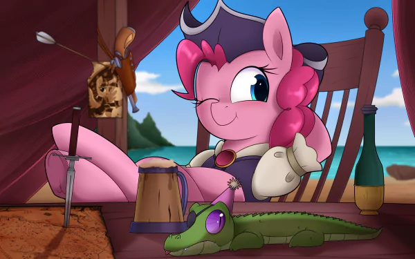 blue eyes Twilight Sparkle wink pony eye patch Gummy (My Little Pony) pirate Pinkie Pie TV Show My Little Pony: Friendship Is Magic HD Desktop Wallpaper | Background Image
