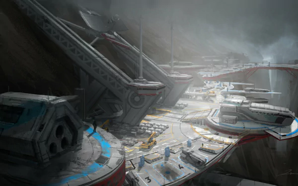 Sci Fi spaceport HD Desktop Wallpaper | Background Image