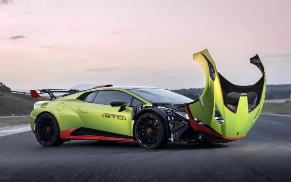 green car supercar vehicle Lamborghini Huracán STO HD Desktop Wallpaper | Background Image