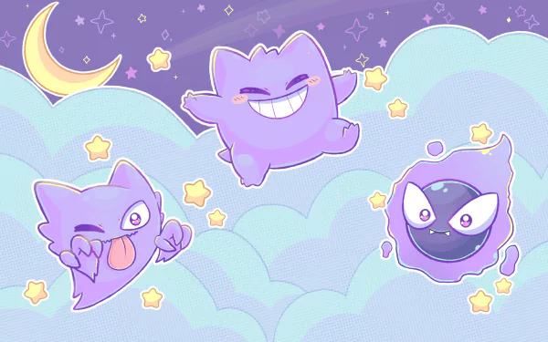 ghost pokémon Haunter (Pokémon) Gengar (Pokémon) Gastly (Pokémon) Anime Pokémon HD Desktop Wallpaper | Background Image