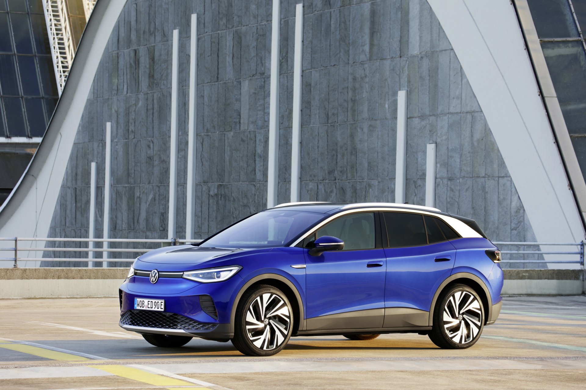 Download Compact Car Electric Car Volkswagen ID.4 Pro Vehicle Volkswagen ID.4 4k Ultra HD Wallpaper