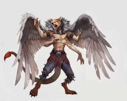 HD wallpaper of a winged character from Pathfinder: Wrath of the Righteous, posing dramatically with outstretched wings.