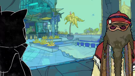 HD wallpaper featuring Signs of the Sojourner game art with colorful character and stylish background for desktop.