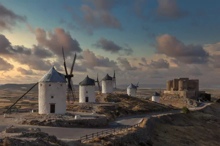 Spain man made windmill HD Desktop Wallpaper | Background Image